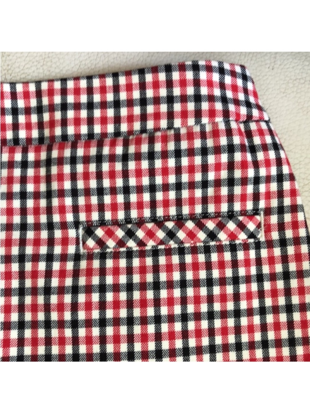 Talbots Red Black Gingham Plaid Twill Knee-Length Pencil Skirt NWT $98 tags 4P